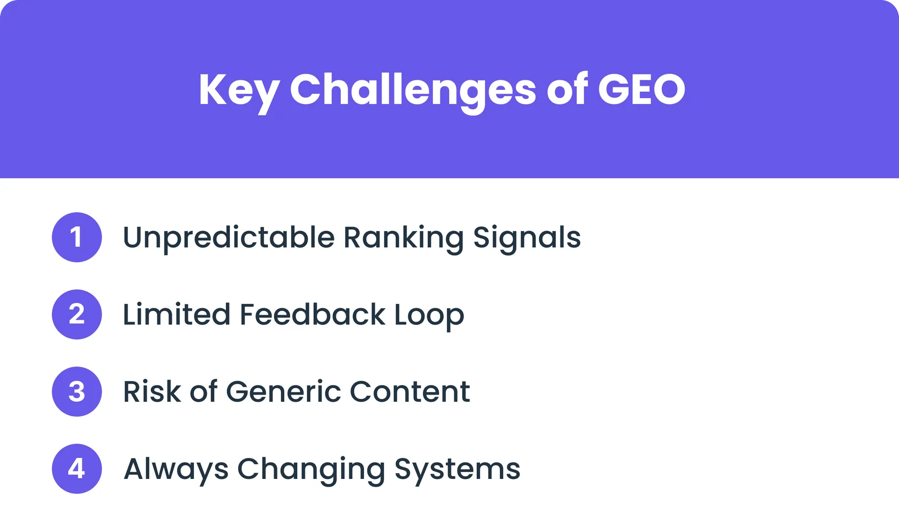 Key Challenges of GEO